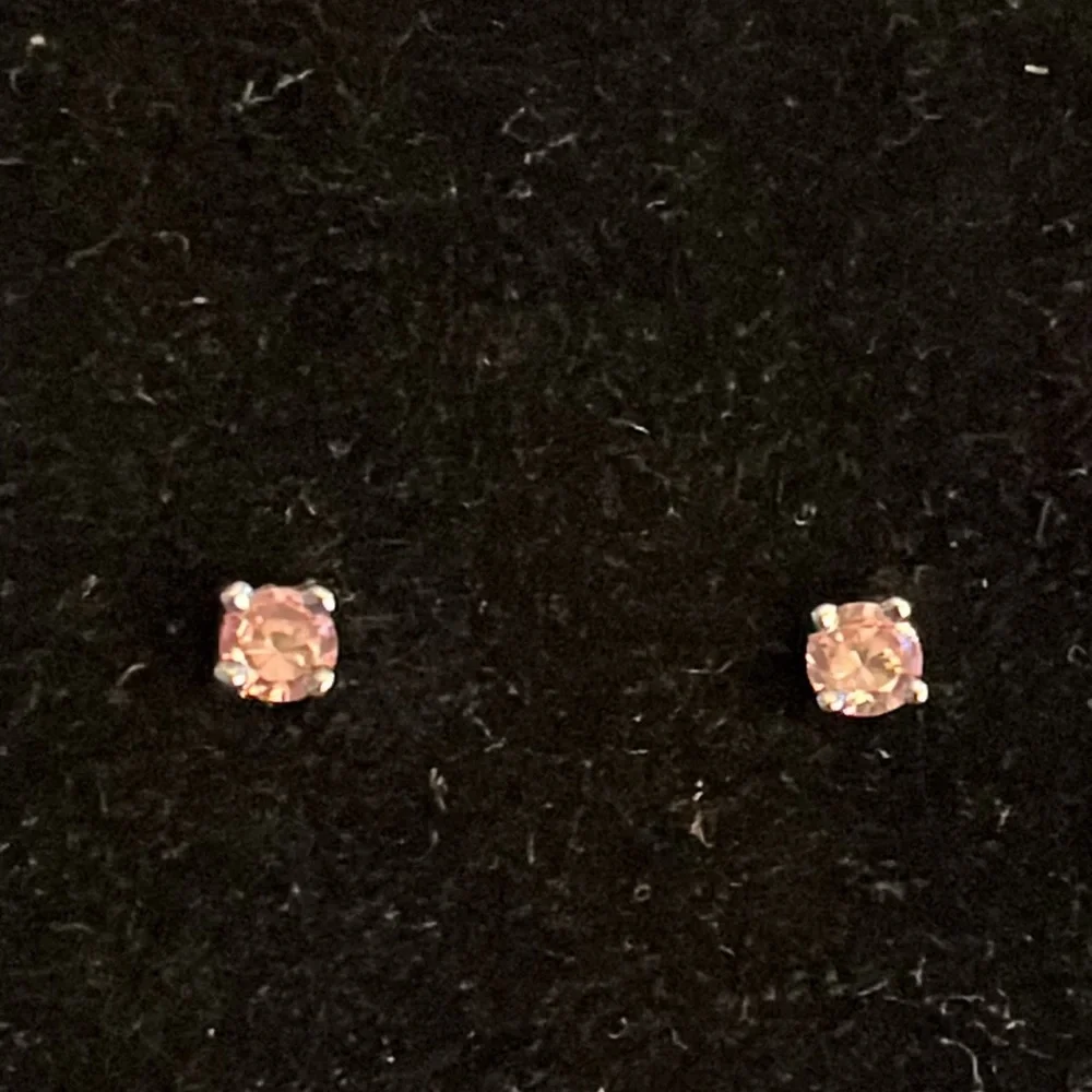 NWOT set of 4 sterling silver CZ Mini stud earrings Clear, pink, blue, & yellow. - Picture 7 of 8
